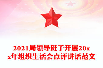 2021局領導班子開展20xx年組織生活會點評講話范文
