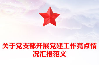 關于黨支部開展黨建工作亮點情況匯報范文
