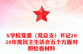 X學校黨委（黨總支）書記2020年度民主生活會五個方面對照檢查材料
