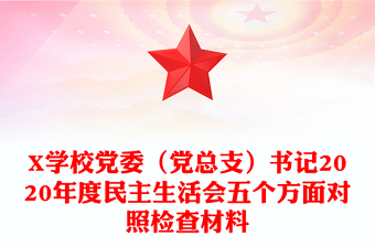 X學(xué)校黨委(黨總支)書記2020年度民主生活會五個方面對照檢查材料