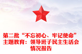 第二批“不忘初心、牢記使命”主題教育：領導班子民主生活會情況報告