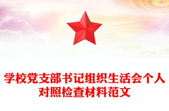 學(xué)校黨支部書(shū)記組織生活會(huì)個(gè)人對(duì)照檢查材料范文