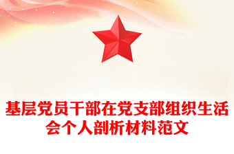基層黨員干部在黨支部組織生活會個人剖析材料范文 基層黨員干部在黨支部組織生活會個人剖析材料范文