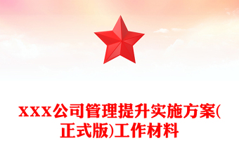 XXX公司管理提升實施方案(正式版)工作材料