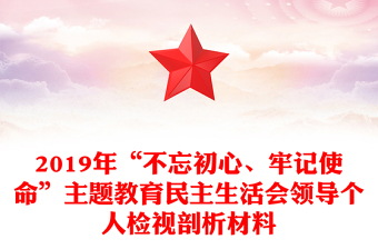 2019年“不忘初心、牢記使命”主題教育民主生活會(huì)領(lǐng)導(dǎo)個(gè)人檢視剖析材料