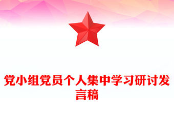 黨小組黨員個人集中學習研討發言稿