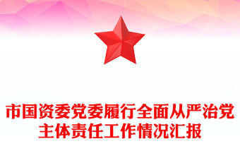 市國資委黨委履行全面從嚴治黨主體責任工作情況匯報
