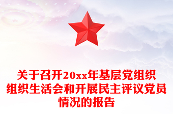 關(guān)于召開20xx年基層黨組織組織生活會和開展民主評議黨員情況的報告