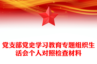 黨支部黨史學(xué)習(xí)教育專題組織生活會(huì)個(gè)人對(duì)照檢查材料