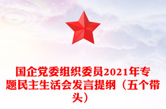 國企黨委組織委員2021年專題民主生活會發言提綱（五個帶頭）