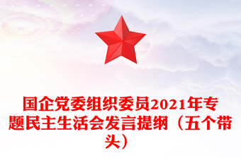 國企黨委組織委員2021年專題民主生活會(huì)發(fā)言提綱（五個(gè)帶頭）