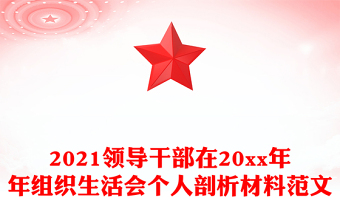 2021領導干部在20xx年年組織生活會個人剖析材料范文