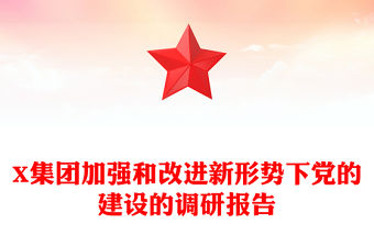 X集團加強和改進新形勢下黨的建設的調研報告
