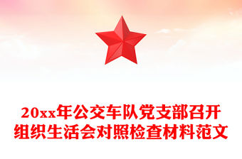 20xx年公交車隊黨支部召開組織生活會對照檢查材料范文
