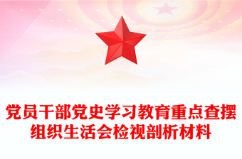 黨員干部黨史學(xué)習(xí)教育重點(diǎn)查擺組織生活會(huì)檢視剖析材料