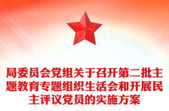 局委員會(huì)黨組關(guān)于召開第二批主題教育專題組織生活會(huì)和開展民主評(píng)議黨員的實(shí)施方案