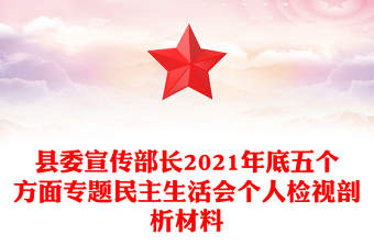 縣委宣傳部長(zhǎng)2021年底五個(gè)方面專題民主生活會(huì)個(gè)人檢視剖析材料