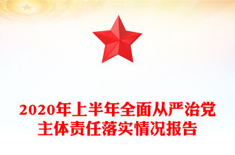 2020年上半年全面從嚴治黨主體責任落實情況報告