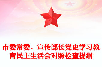 市委常委、宣傳部長黨史學(xué)習(xí)教育民主生活會對照檢查提綱