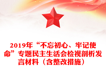 2019年“不忘初心、牢記使命”專題民主生活會(huì)檢視剖析發(fā)言材料（含整改措施）