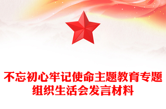 不忘初心牢記使命主題教育專題組織生活會發(fā)言材料