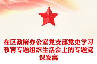 在區政府辦公室黨支部黨史學習教育專題組織生活會上的專題黨課發言