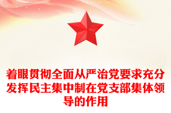 著眼貫徹全面從嚴(yán)治黨要求充分發(fā)揮民主集中制在黨支部集體領(lǐng)導(dǎo)的作用