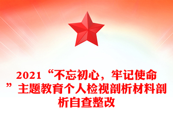 2021“不忘初心，牢記使命”主題教育個人檢視剖析材料剖析自查整改