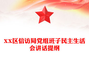 XX區信訪局黨組班子民主生活會講話提綱