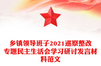 鄉(xiāng)鎮(zhèn)領(lǐng)導(dǎo)班子2021巡察整改專題民主生活會學(xué)習(xí)研討發(fā)言材料范文