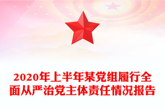 2020年上半年某黨組履行全面從嚴治黨主體責任情況報告