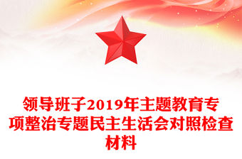領(lǐng)導(dǎo)班子2019年主題教育專項(xiàng)整治專題民主生活會(huì)對(duì)照檢查材料