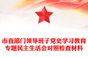 市直部門領導班子黨史學習教育專題民主生活會對照檢查材料