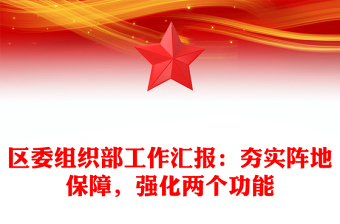 區(qū)委組織部工作匯報：夯實陣地保障，強化兩個功能