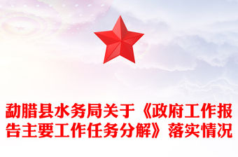 勐臘縣水務局關于《政府工作報告主要工作任務分解》落實情況