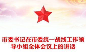 市委書記在市委統(tǒng)一戰(zhàn)線工作領(lǐng)導(dǎo)小組全體會(huì)議上的講話