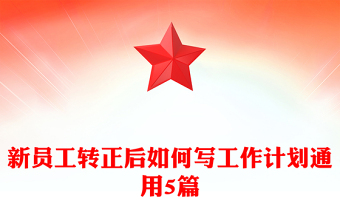 新員工轉(zhuǎn)正后如何寫工作計劃通用5篇