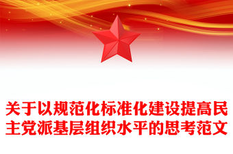 關于以規范化標準化建設提高民主黨派基層組織水平的思考范文
