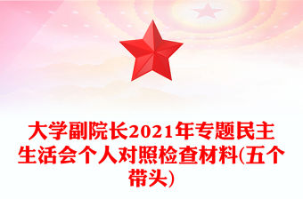 大學(xué)副院長2021年專題民主生活會個人對照檢查材料(五個帶頭)