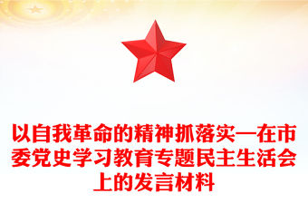 以自我革命的精神抓落實—在市委黨史學習教育專題民主生活會上的發言材料