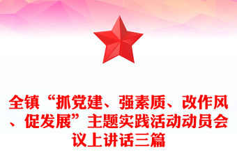 全鎮“抓黨建、強素質、改作風、促發展”主題實踐活動動員會議上講話三篇