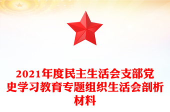 2021年度民主生活會(huì)支部黨史學(xué)習(xí)教育專題組織生活會(huì)剖析材料