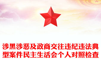 涉黑涉惡及政商交往違紀違法典型案件民主生活會個人對照檢查