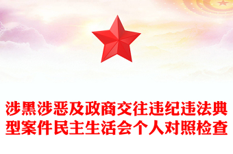 涉黑涉惡及政商交往違紀(jì)違法典型案件民主生活會(huì)個(gè)人對(duì)照檢查