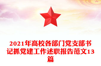 2021年高校各部門黨支部書記抓黨建工作述職報告范文13篇