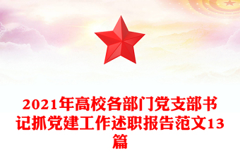 2021年高校各部門黨支部書(shū)記抓黨建工作述職報(bào)告范文13篇