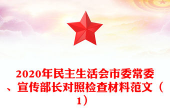2020年民主生活會(huì)市委常委、宣傳部長(zhǎng)對(duì)照檢查材料范文（1）
