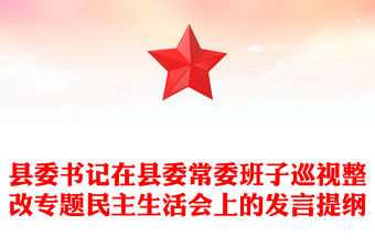 縣委書記在縣委常委班子巡視整改專題民主生活會上的發言提綱