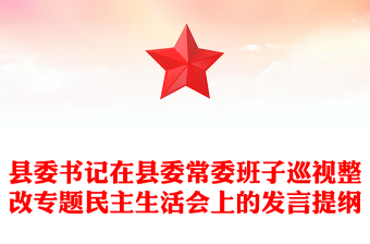 縣委書記在縣委常委班子巡視整改專題民主生活會(huì)上的發(fā)言提綱