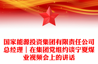 國(guó)家能源投資集團(tuán)有限責(zé)任公司總經(jīng)理｜在集團(tuán)黨組約談寧夏煤業(yè)視頻會(huì)上的講話